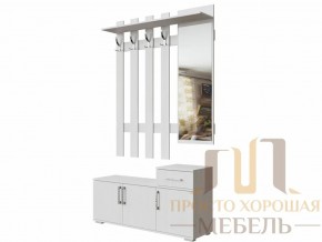 Вешалка с зеркалом 1,0 м №3 Ясень Анкор светлый в Кировграде - kirovgrad.magazin-mebel74.ru | фото